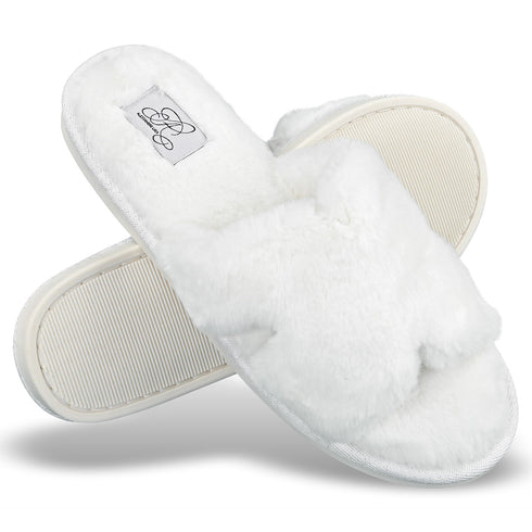 Faux Fur H Slipper - White